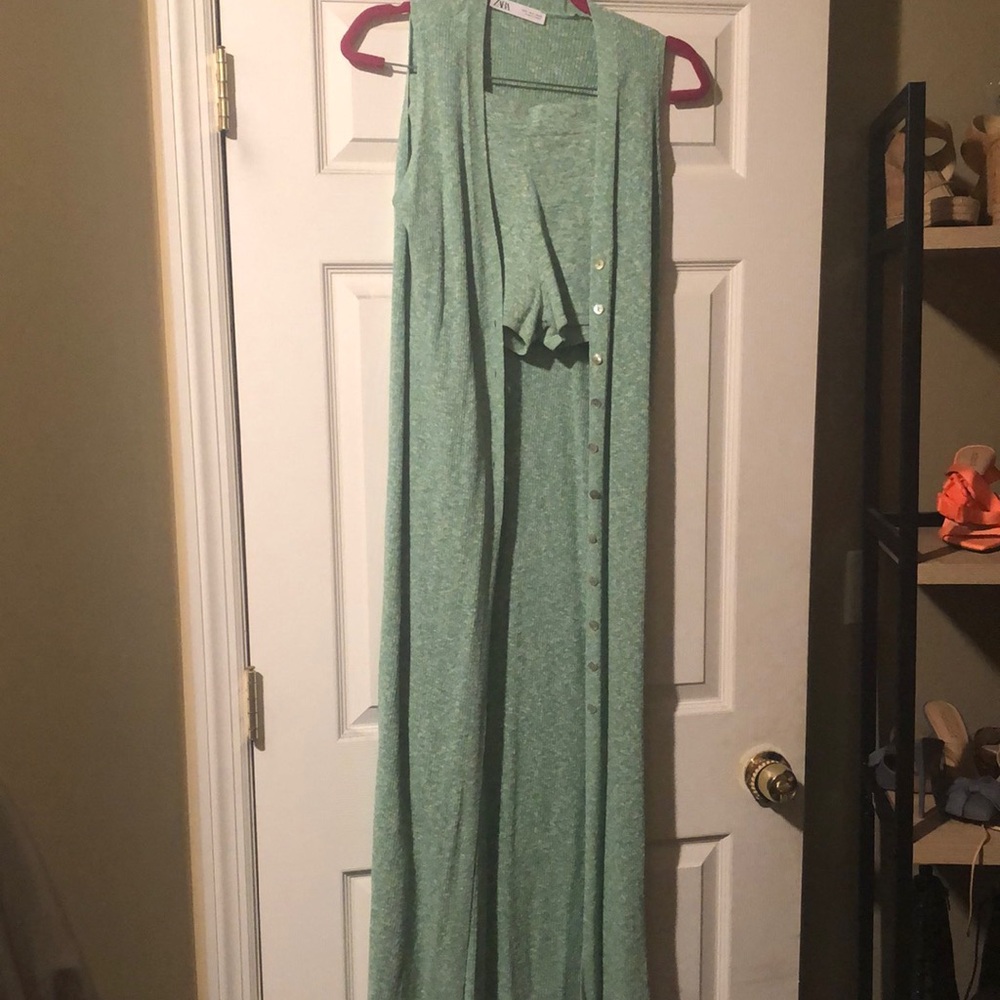 Zara two piece long vest with matching shorts